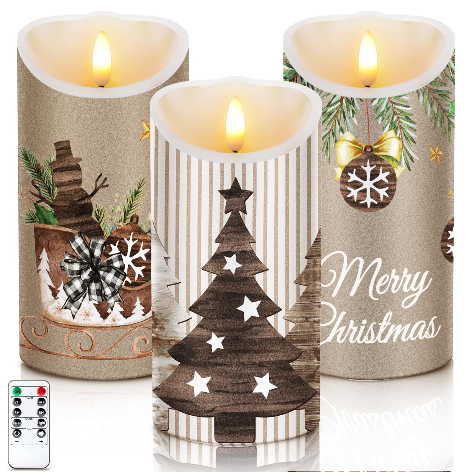 Amazon.com: ROCEEI 3 Pcs Christmas Flameless Candles Winter